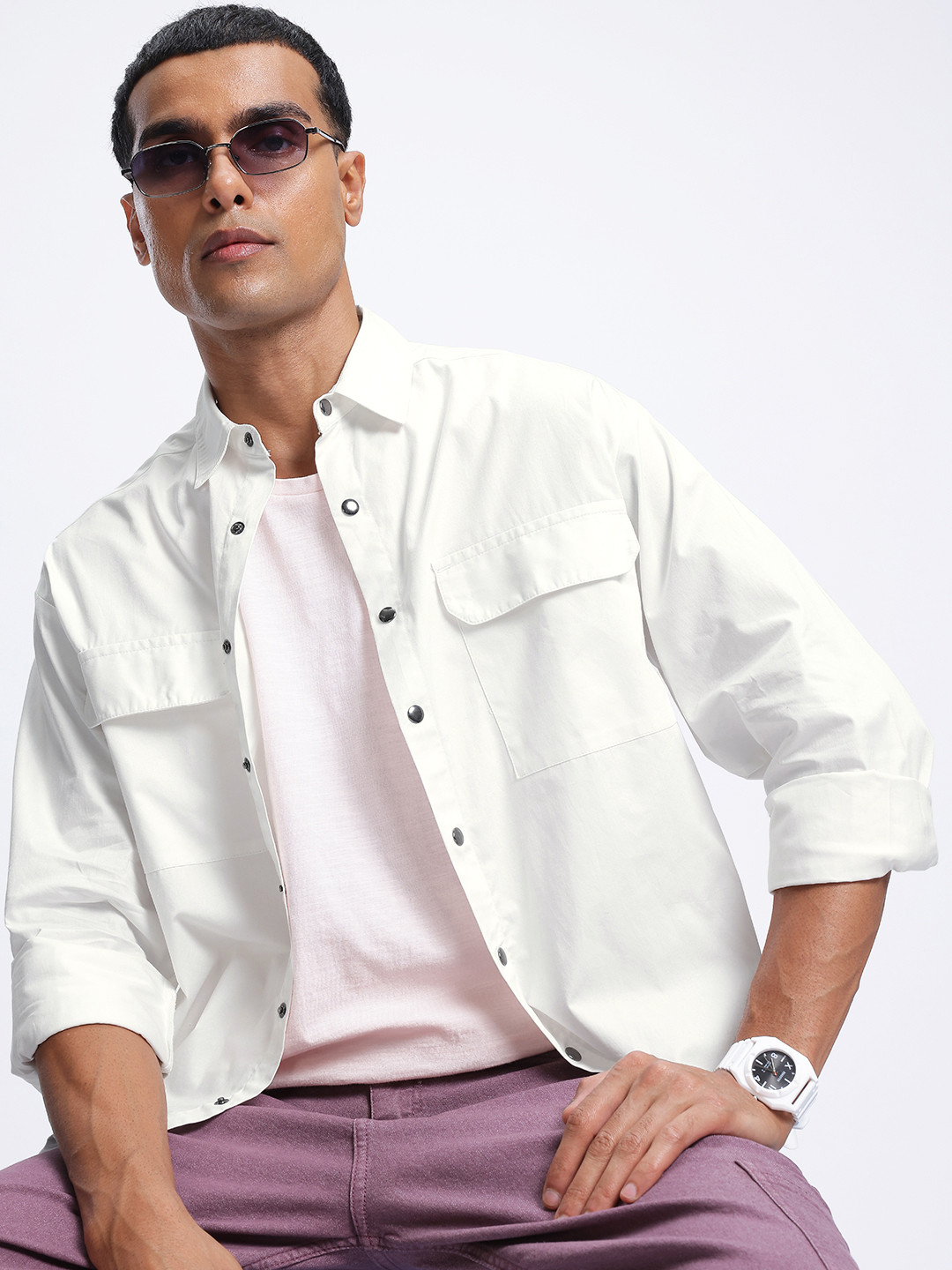 Timeless Sophistication White Pocket Shirt