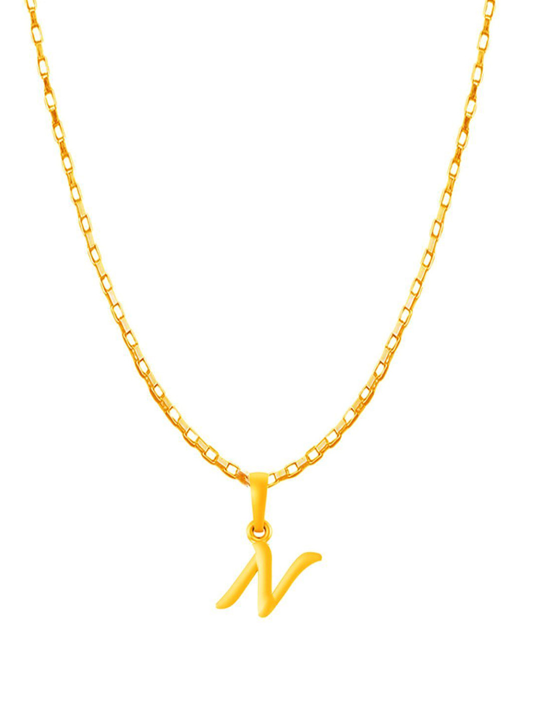 Metronaut Men 92.5 Sterling Silver 22KT Gold-Plated N Alphabet Pendant with Box Chain