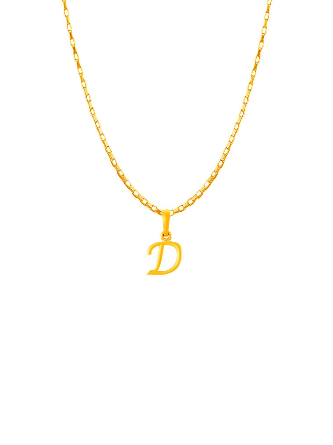 Metronaut Men 92.5 Sterling Silver 22KT Gold-Plated D Alphabet Pendant with Box Chain