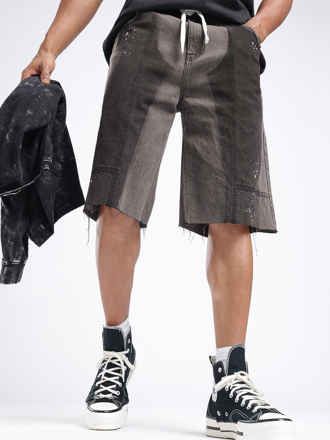 glitchez Men Washed Loose Fit Denim Jorts