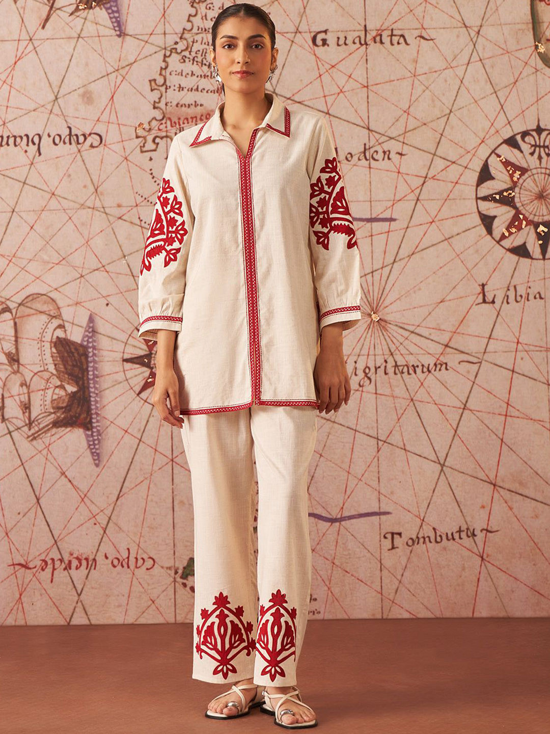 Lakshita Women Embroidered Rayon Cotton Flex Co-Ords Set