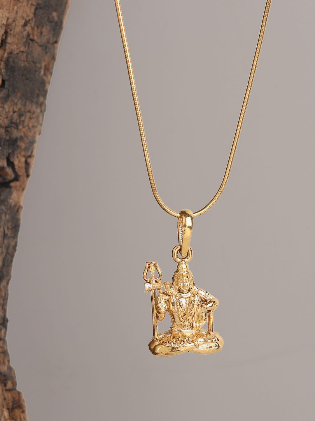 Metronaut 925 Silver 22 KT Gold-Plated Shiva Pendant With Chain