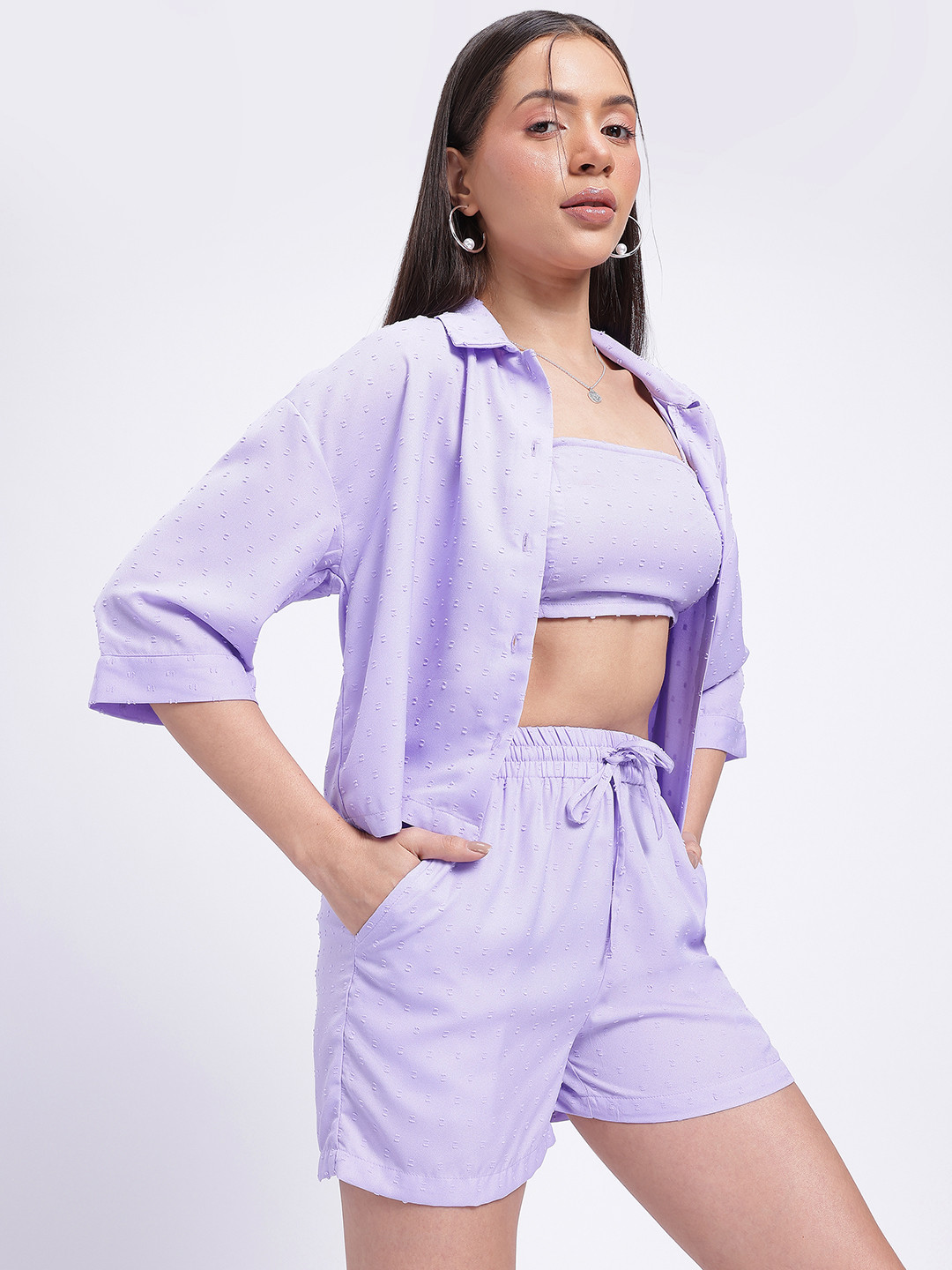 glitchez Dobby Weave Smocked 3-Piece Co-Ords