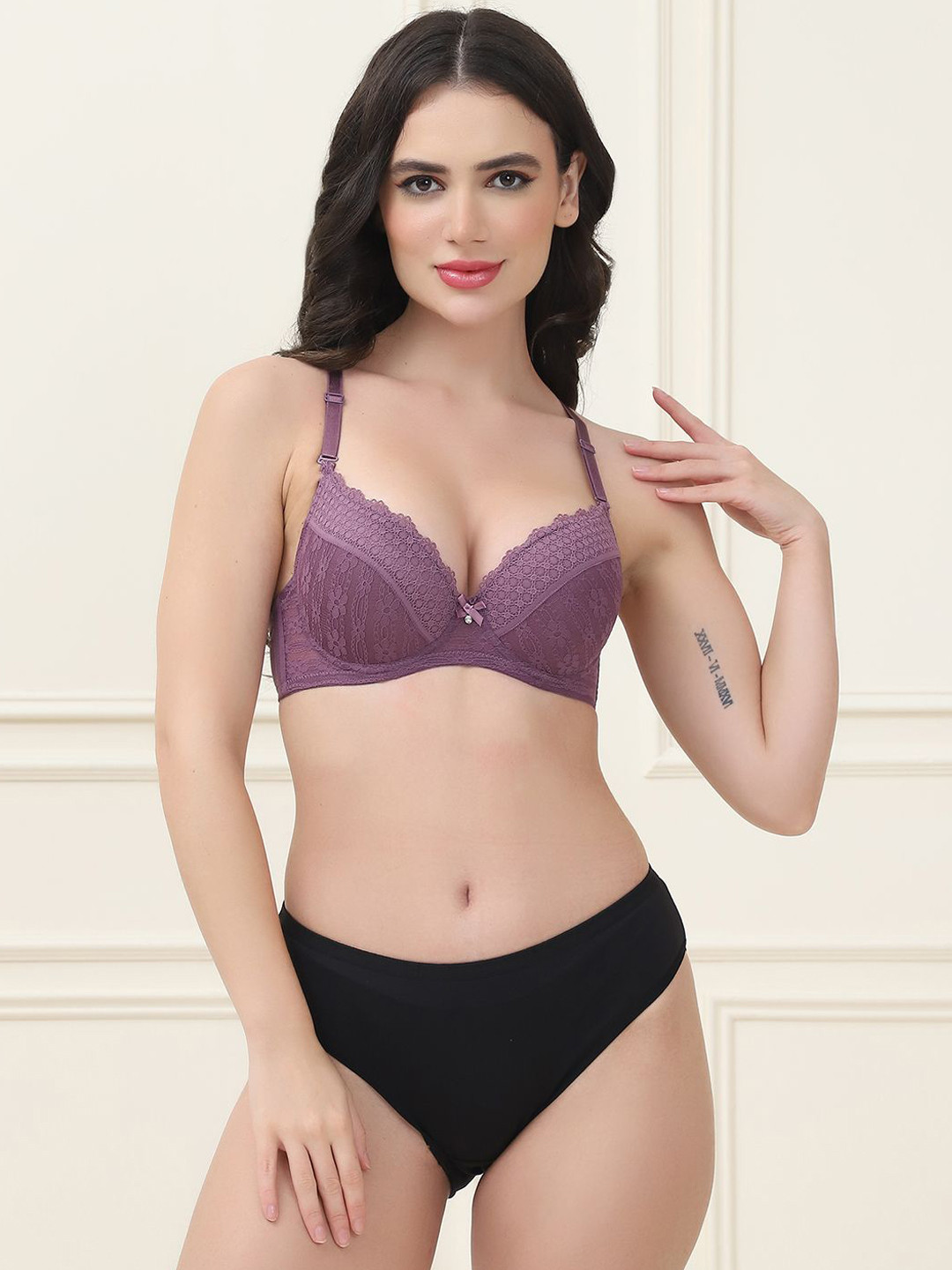 Quttos Self-Designed Lightly Padded Lingerie Set QT-SET-7048-PPL-32B