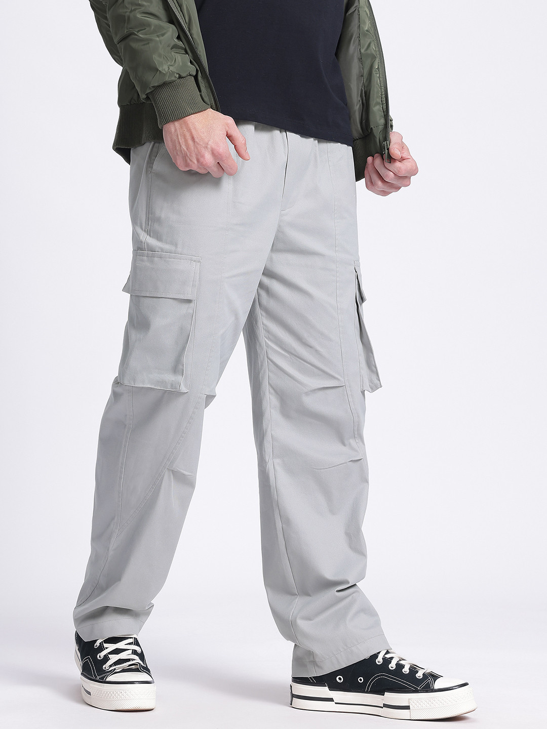 glitchez Men Utility Relaxed Fit Pure Cotton Cargos