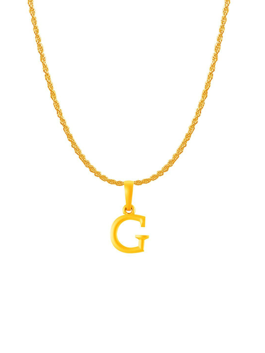 Metronaut Men 92.5 Sterling Silver 22KT Gold-Plated G Alphabet Pendant with Rope Chain