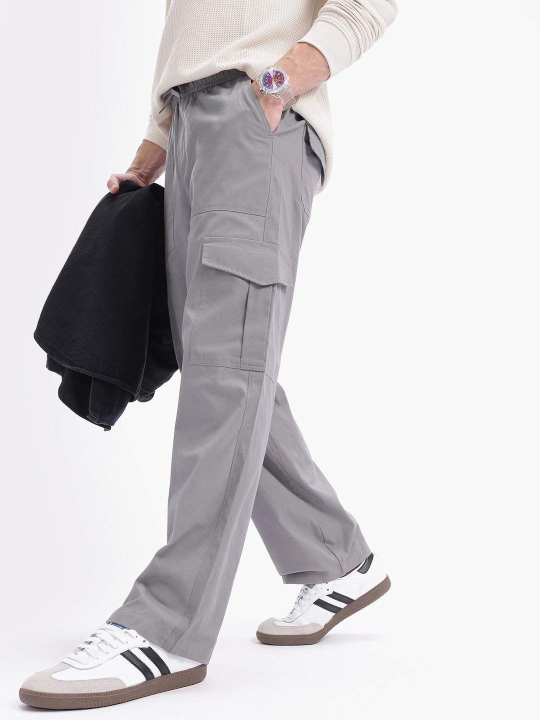 glitchez Men Fit Cargo-Style Straight Fit Trousers