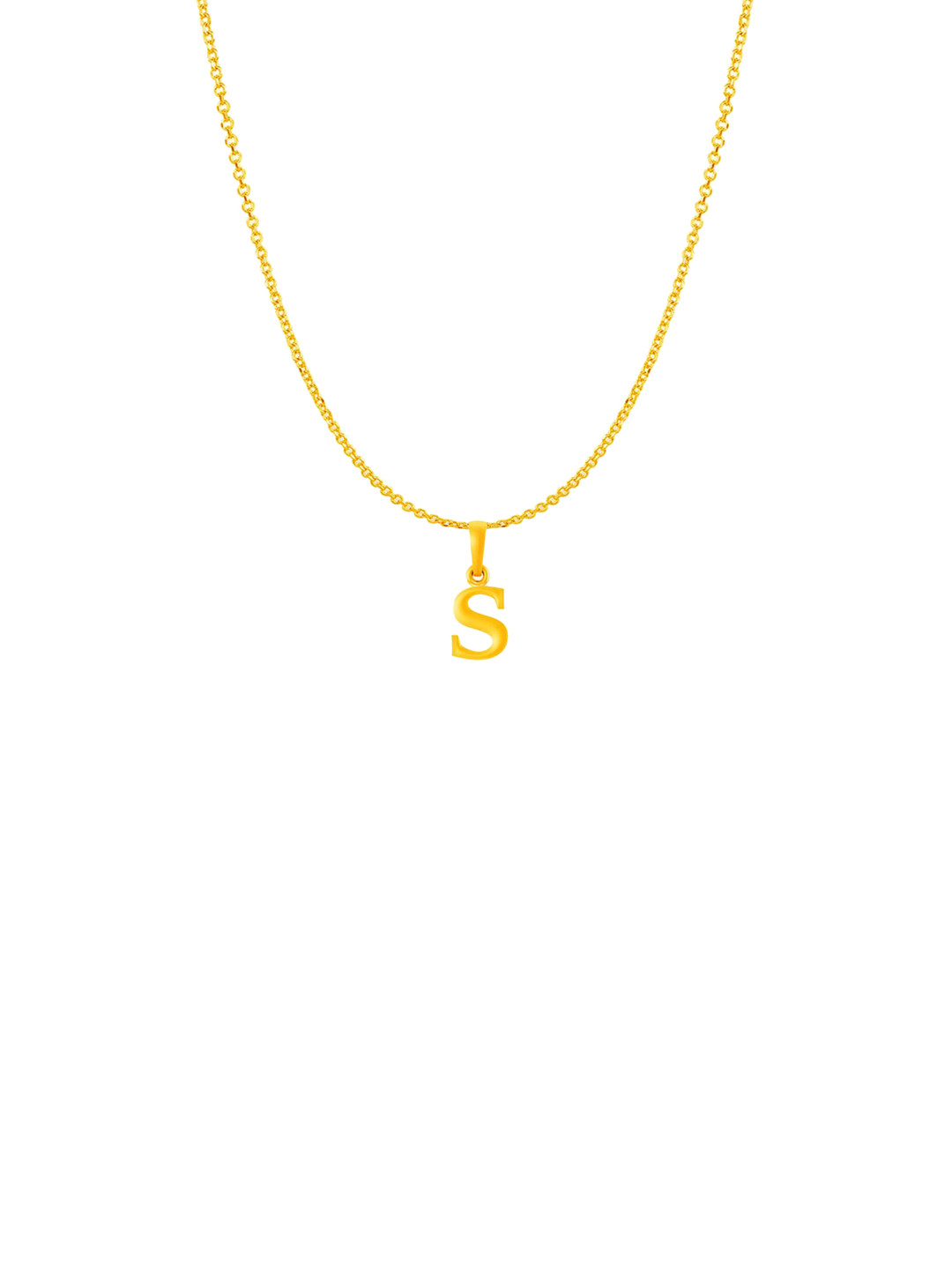 Metronaut Men 925 Sterling Silver 22KTGold-Plated S Alphabet Pendant With Anchor Chain