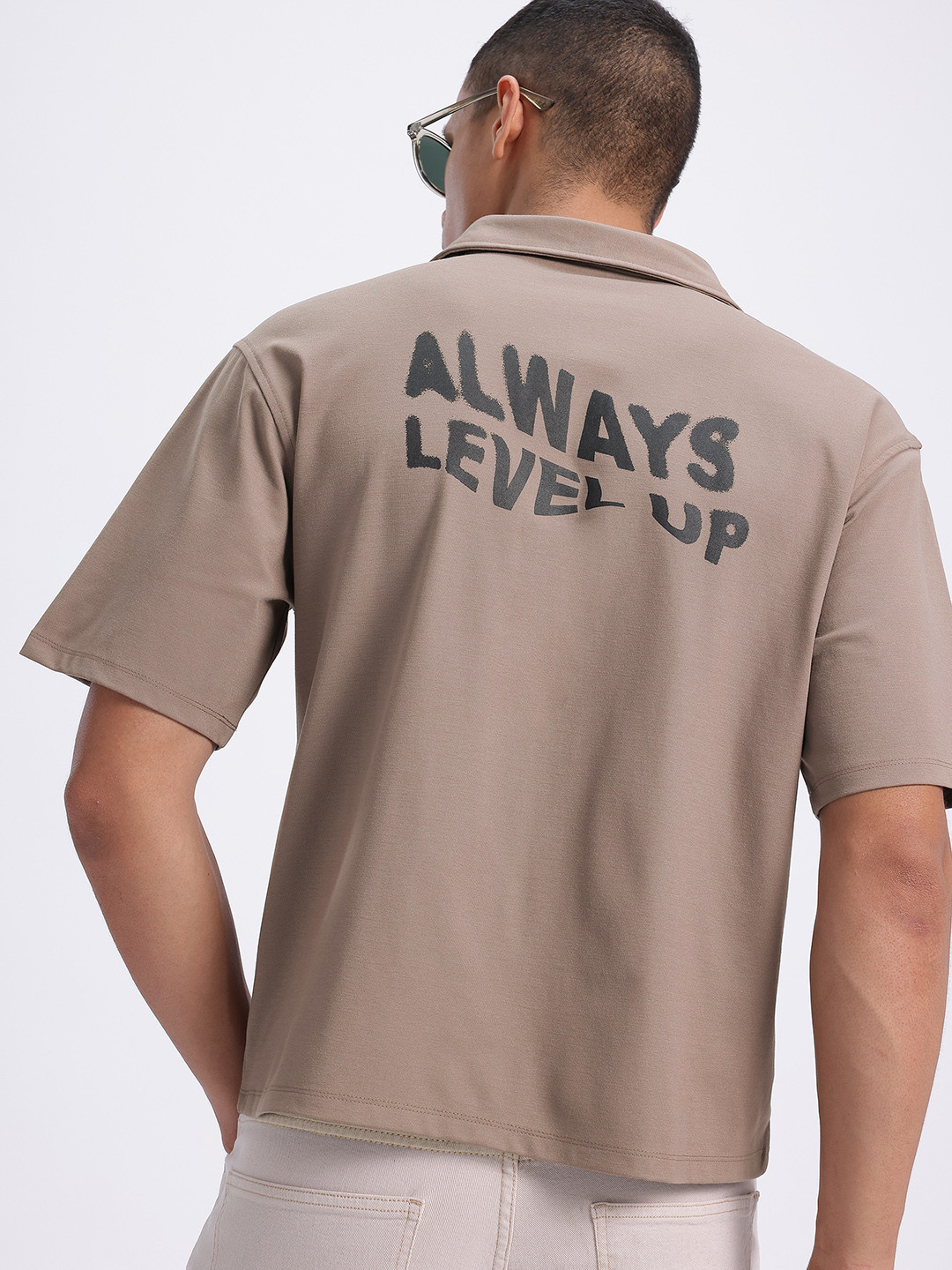 glitchez Typography Relaxed Stretch Shirt