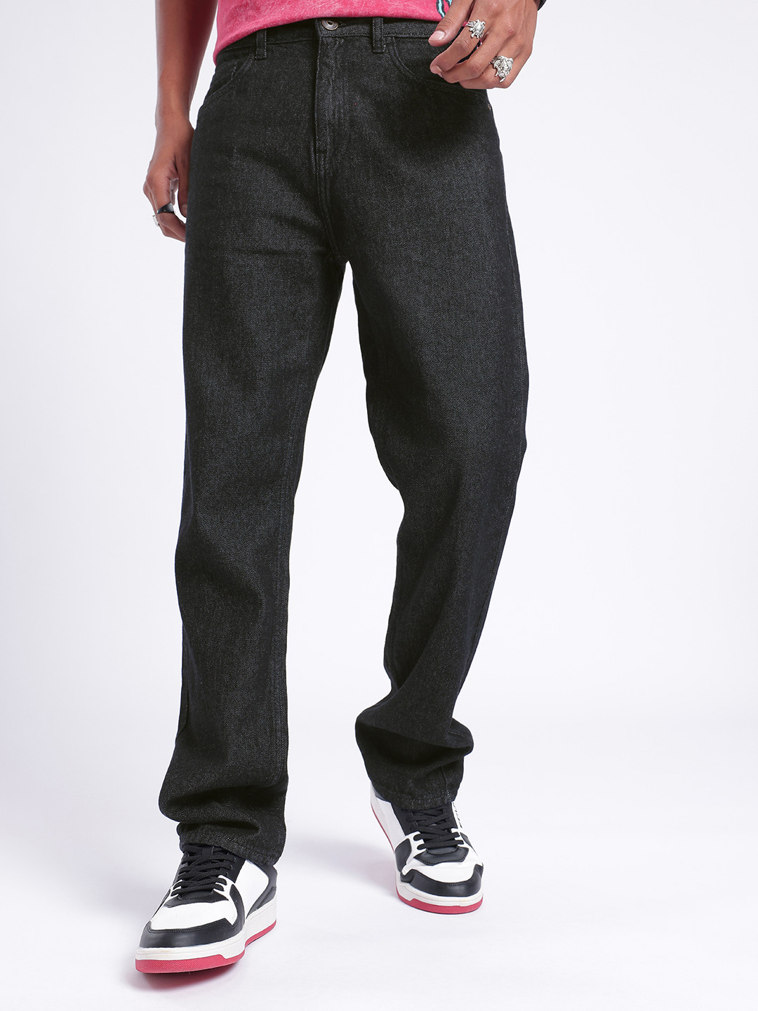 glitchez Men Straight Fit Dark Jeans