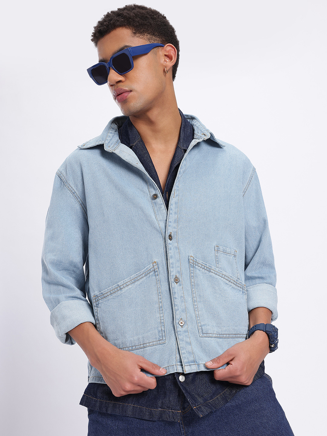 glitchez Button Up Denim Jacket
