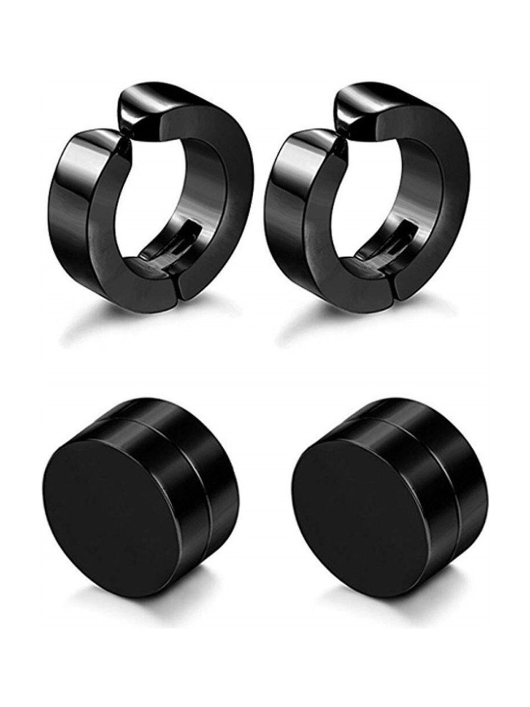 Teeragaj Men Set Of 2 Stainless Steel Circular Shaped Hoop Earrings