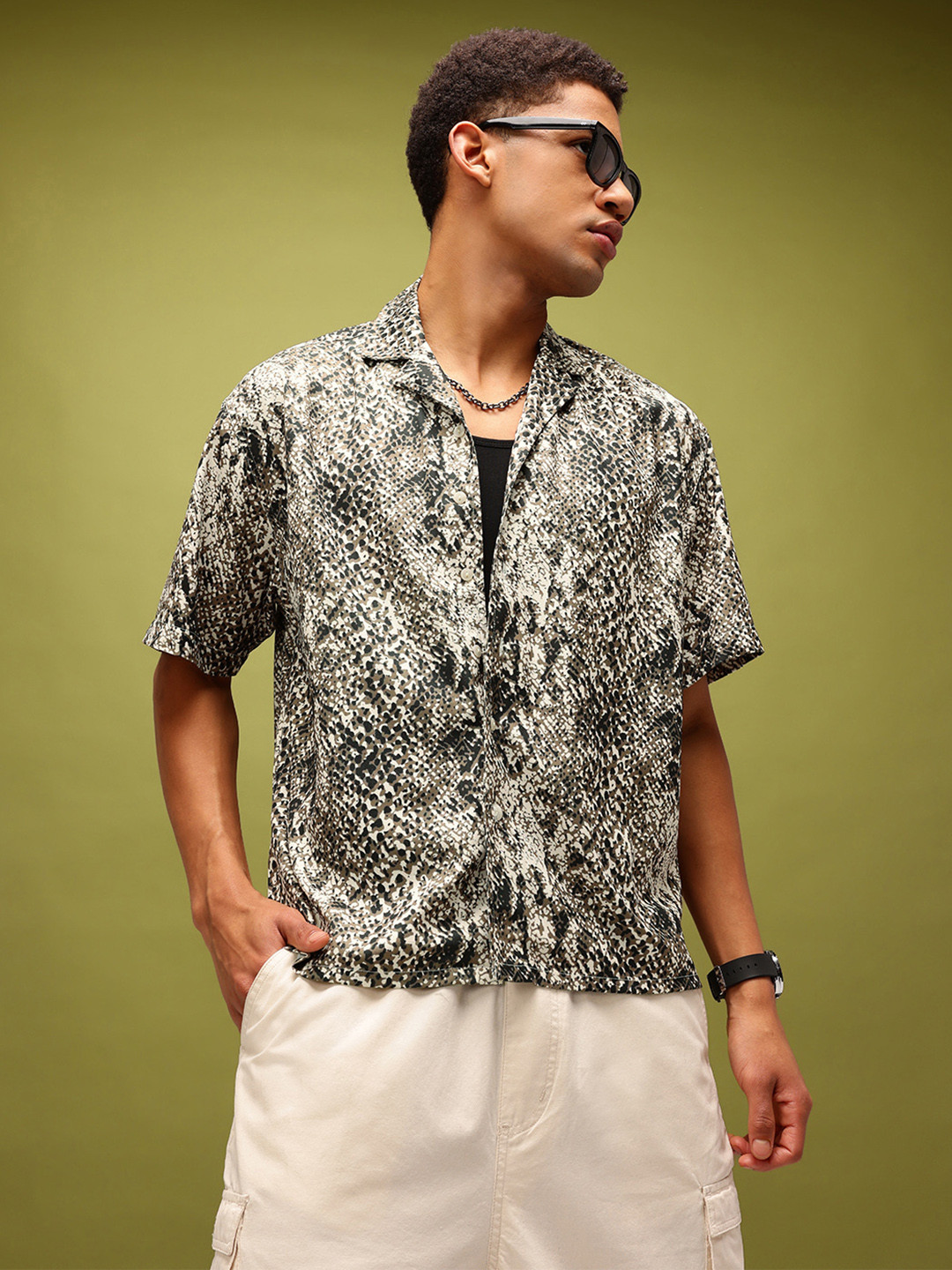 glitchez Animal Print Relaxed Shirt