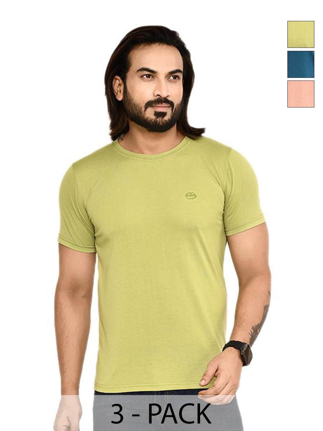 RAPL Men Pack Of 3 Round Neck T-shirt