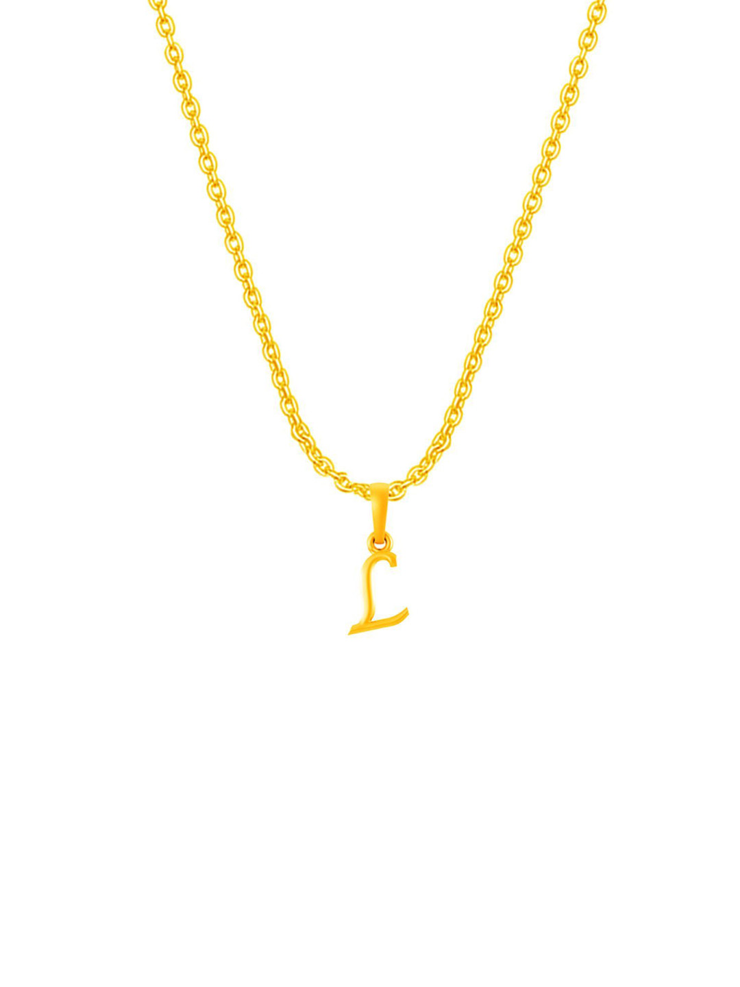Metronaut Men 92.5 Sterling Silver 22KT Gold-Plated L Alphabet Pendant with Anchor Chain