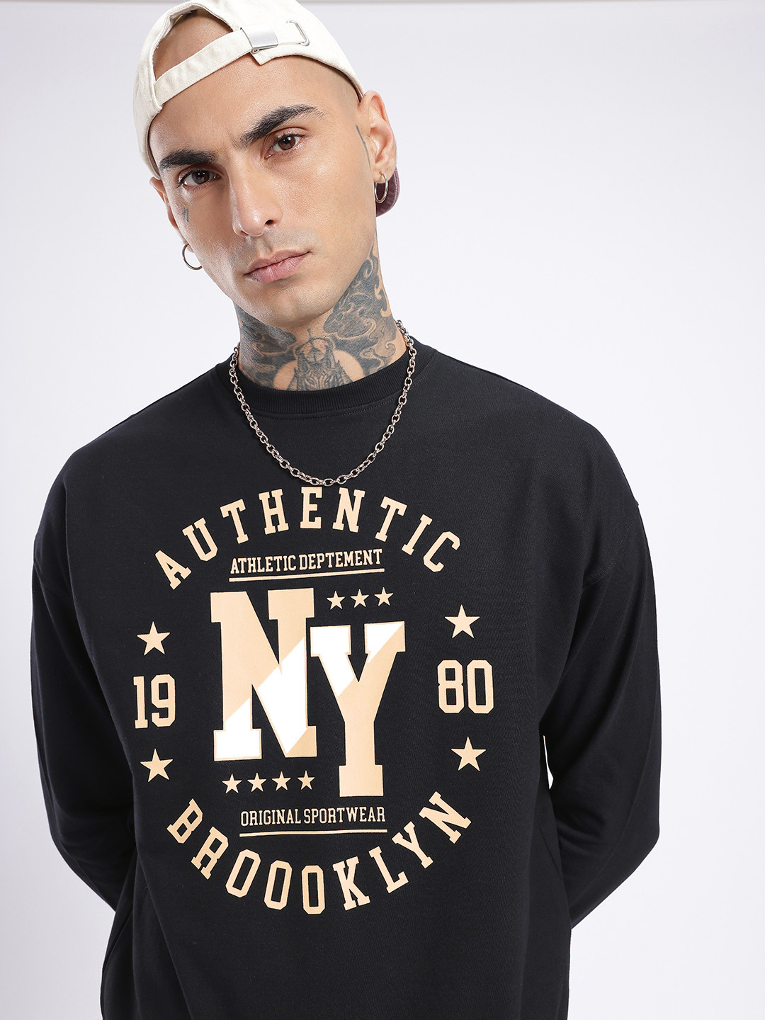 glitchez 90s Printed Cotton Terry Oversized Sweatshirt