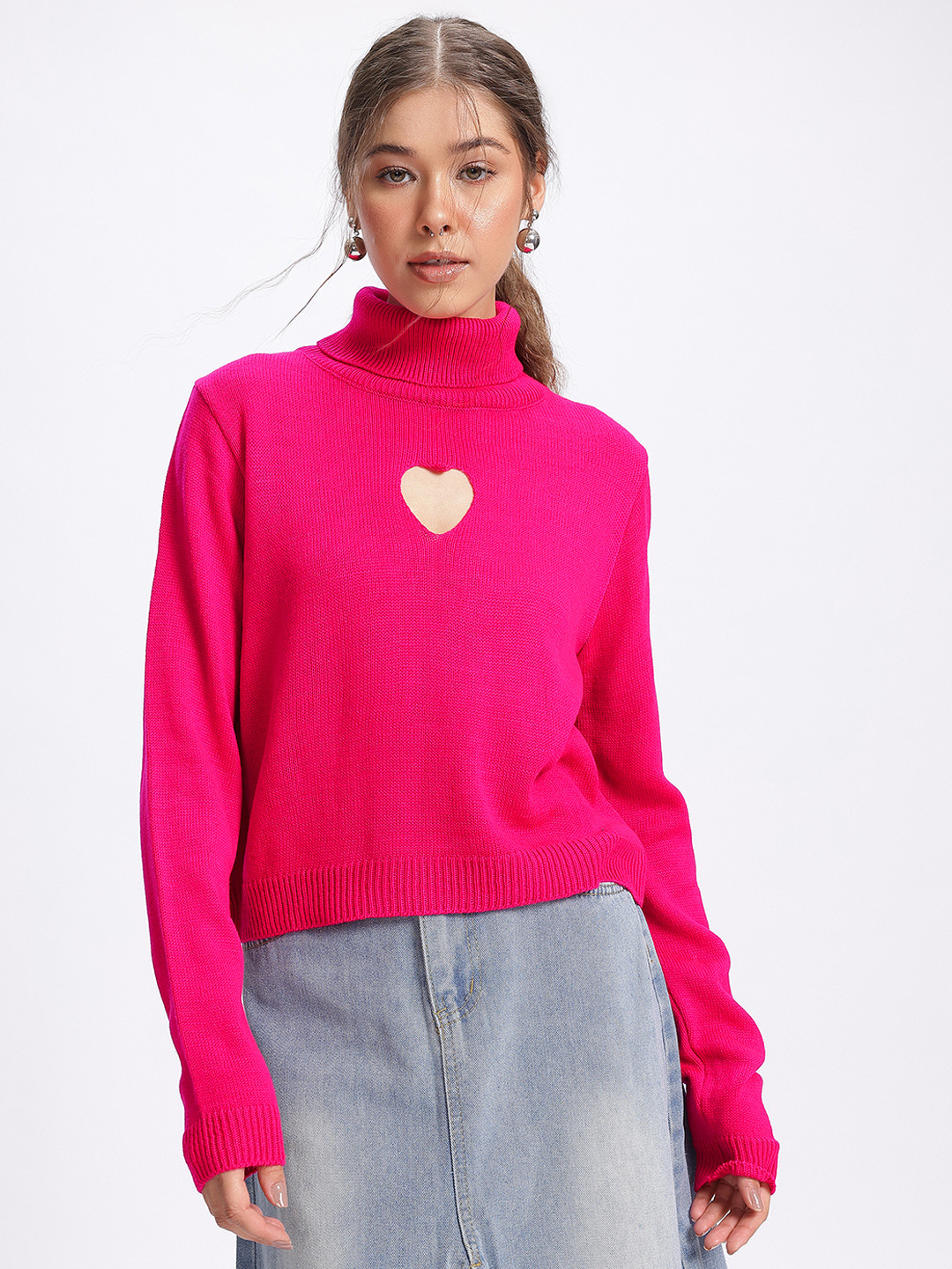 glitchez Cut-Out Turtleneck Pullover