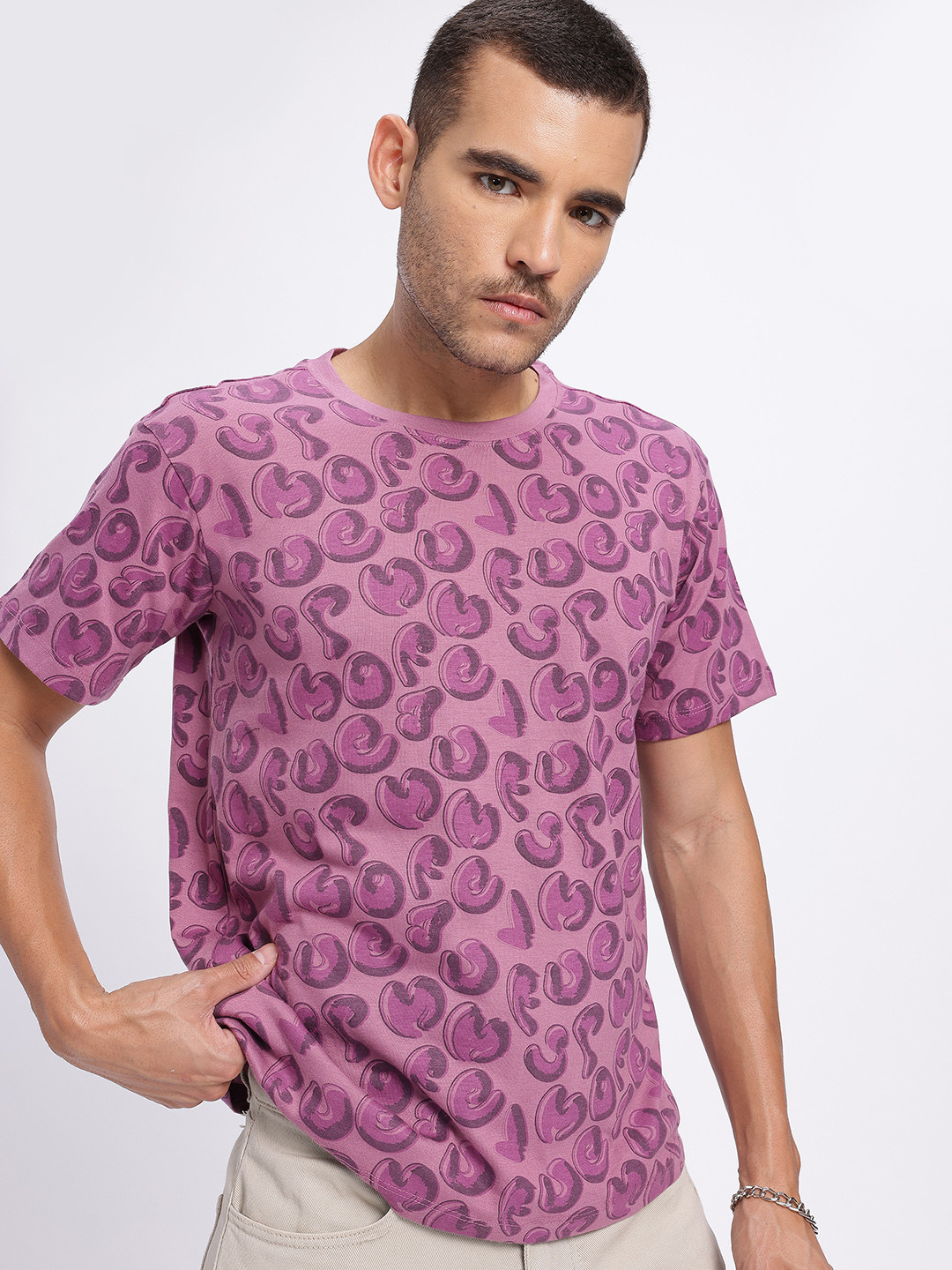 glitchez Tee Printed Drop-Shoulder Sleeves Relaxed Fit T-shirt