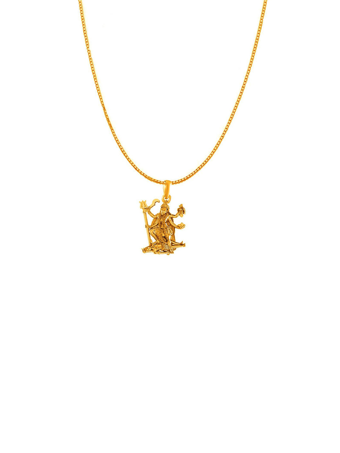 Metronaut 925 Silver 22K Gold-Plated Kali Maa Pendant With Box Chain