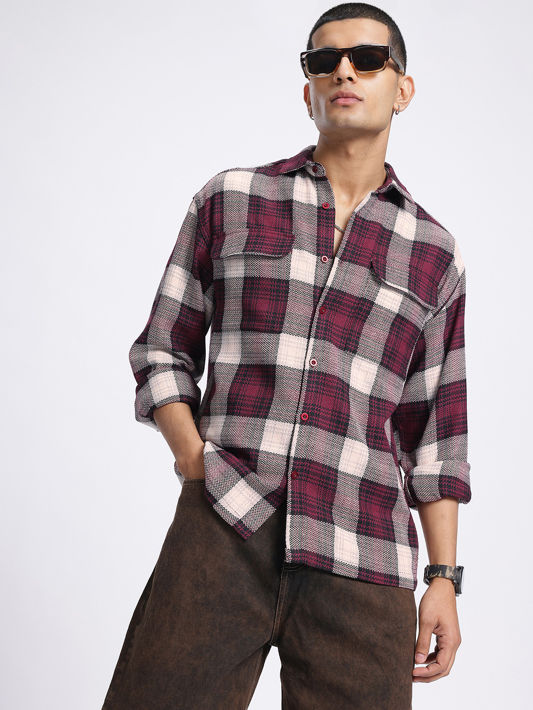 glitchez Check Oversized Shirt