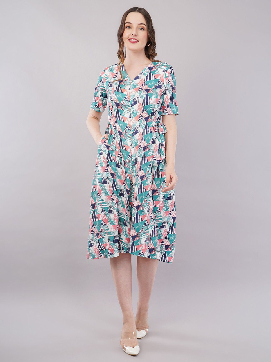Mishy Geometrical Printed A-Line Dress