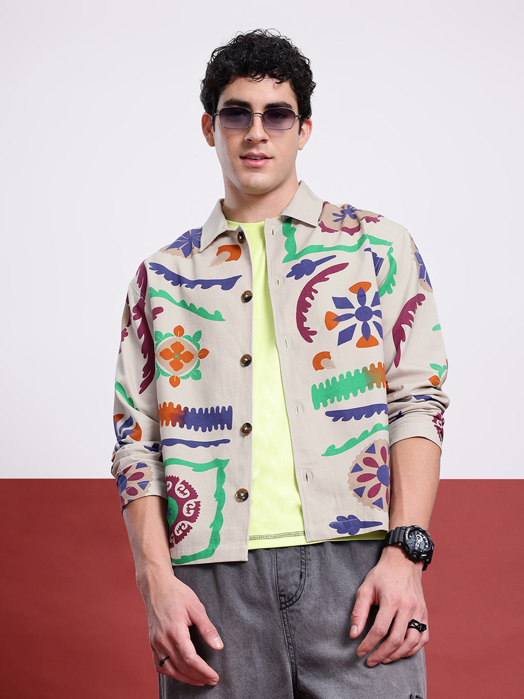 glitchez Printed Twill Shacket