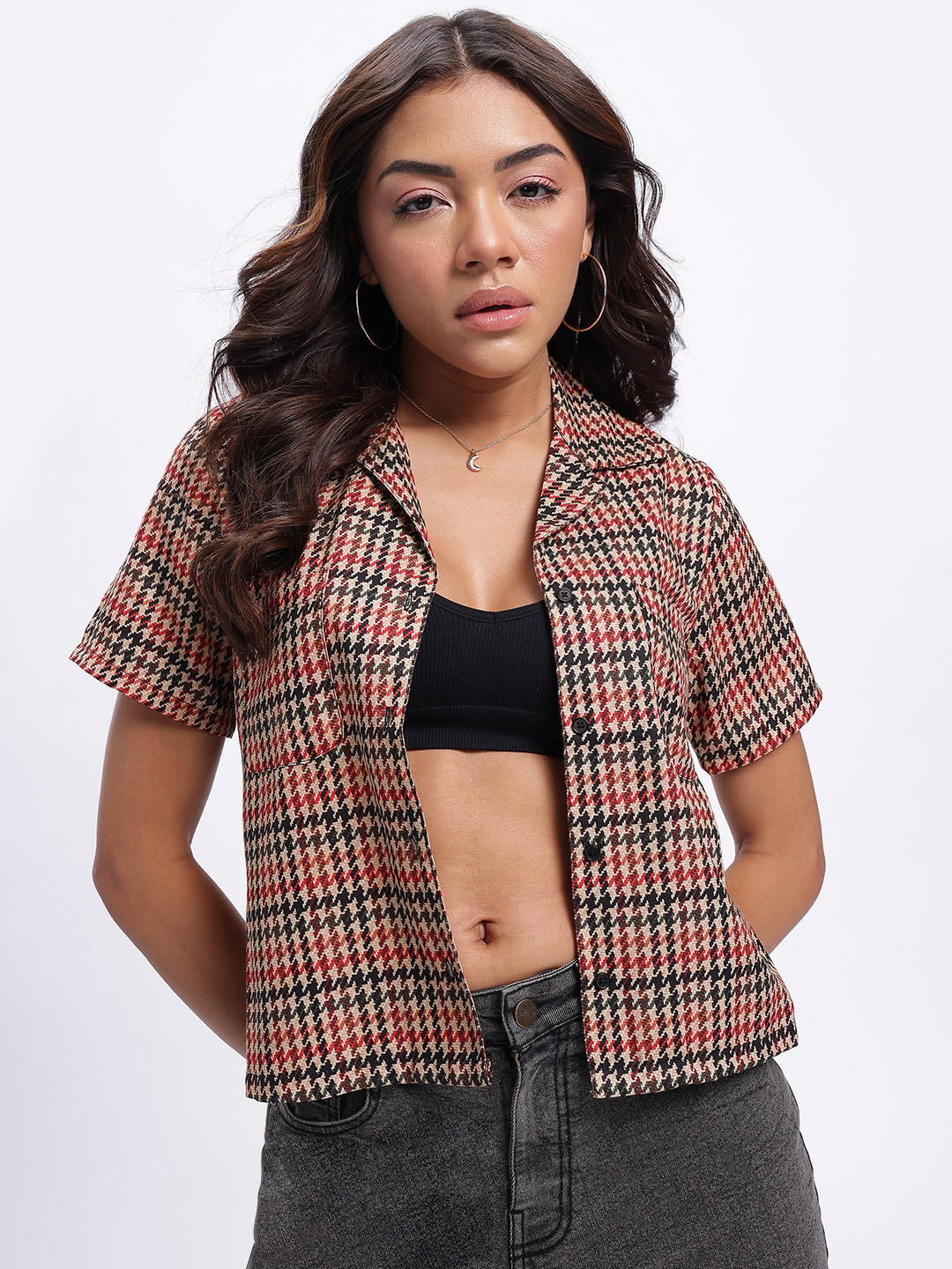 glitchez Casual Checked Chest Pocket Regular Fit Shirt