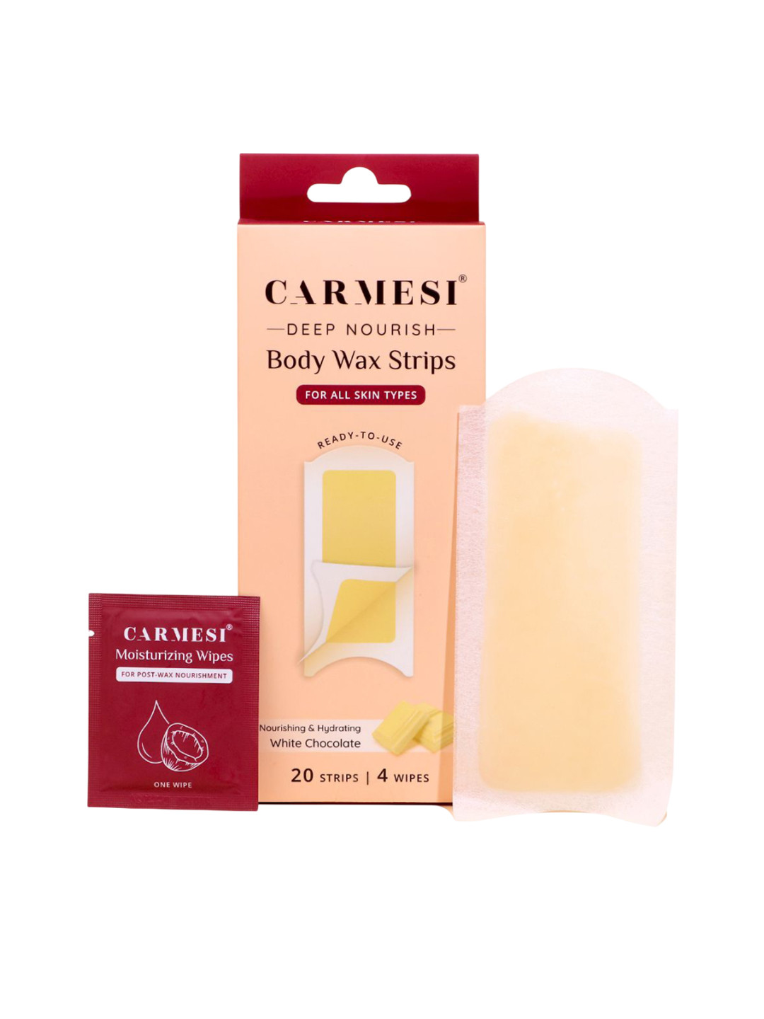 CARMESI Set Of 2 Deep Nourish Body Wax Strips-White Chocolate-20 Strips & 4 Post-Wax Wipes