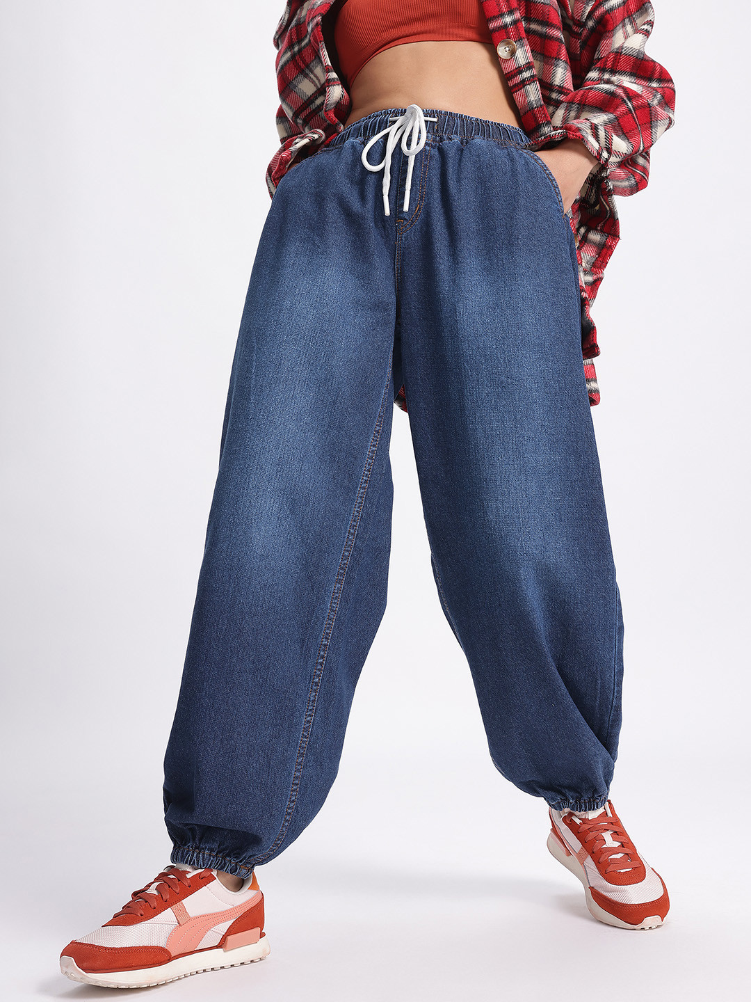 glitchez Women Breeze-Free Parachute Baggy Fit Jeans