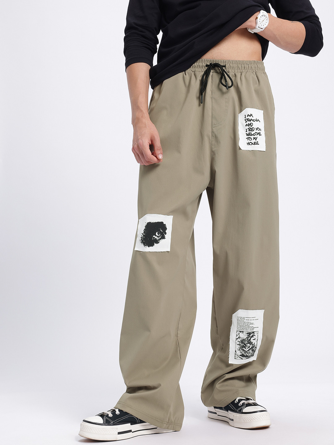 glitchez Men Wide Leg Track Pants
