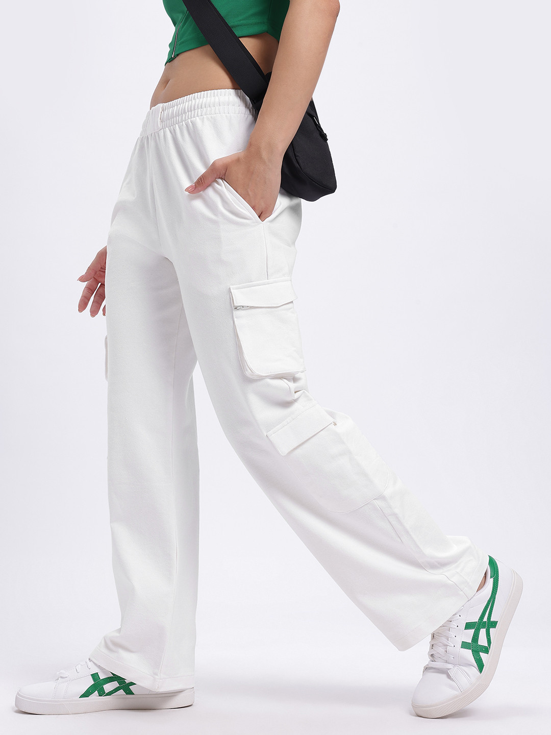 glitchez Women Cargo-Style Baggy Fit Track Pants