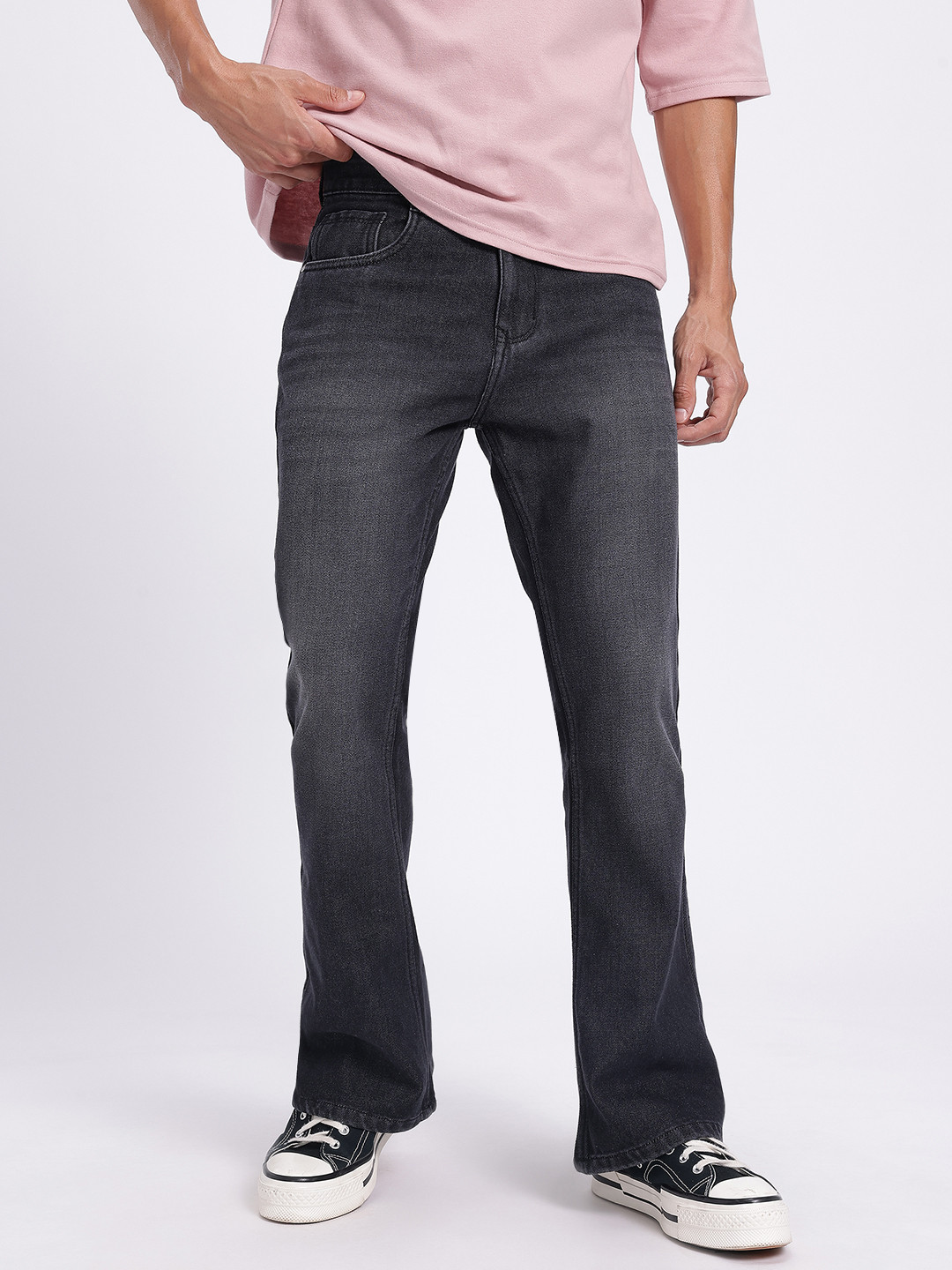 glitchez Men Fade Out Light Fade Bootcut Jeans