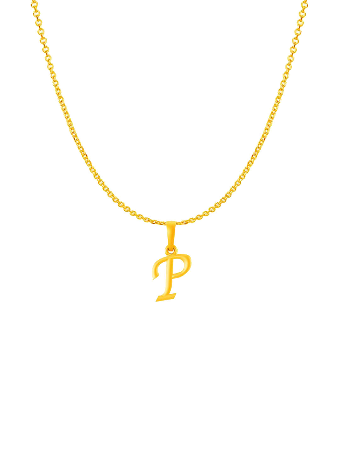 Metronaut Men 925 Sterling Silver 22KTGold-Plated P Alphabet Pendant With Anchor Chain