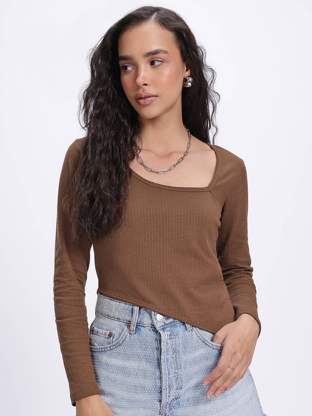 glitchez Asymmetric Gaze Self-Striped Top