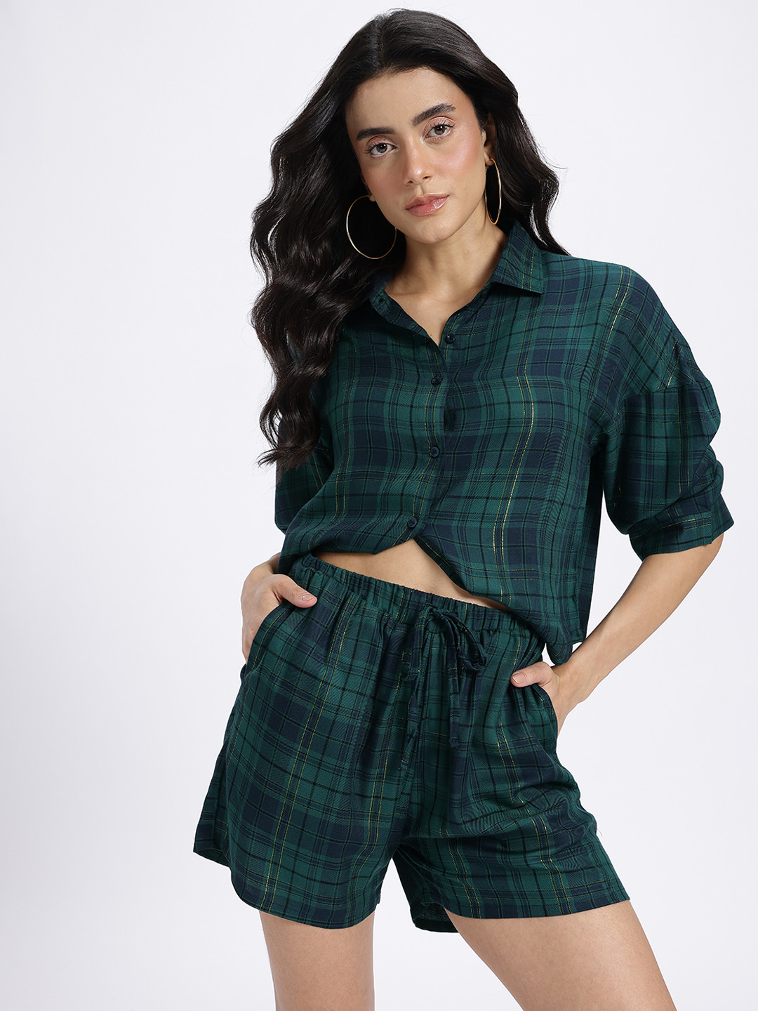 glitchez Plaid Checked Relaxed Fit Co-Ord Set