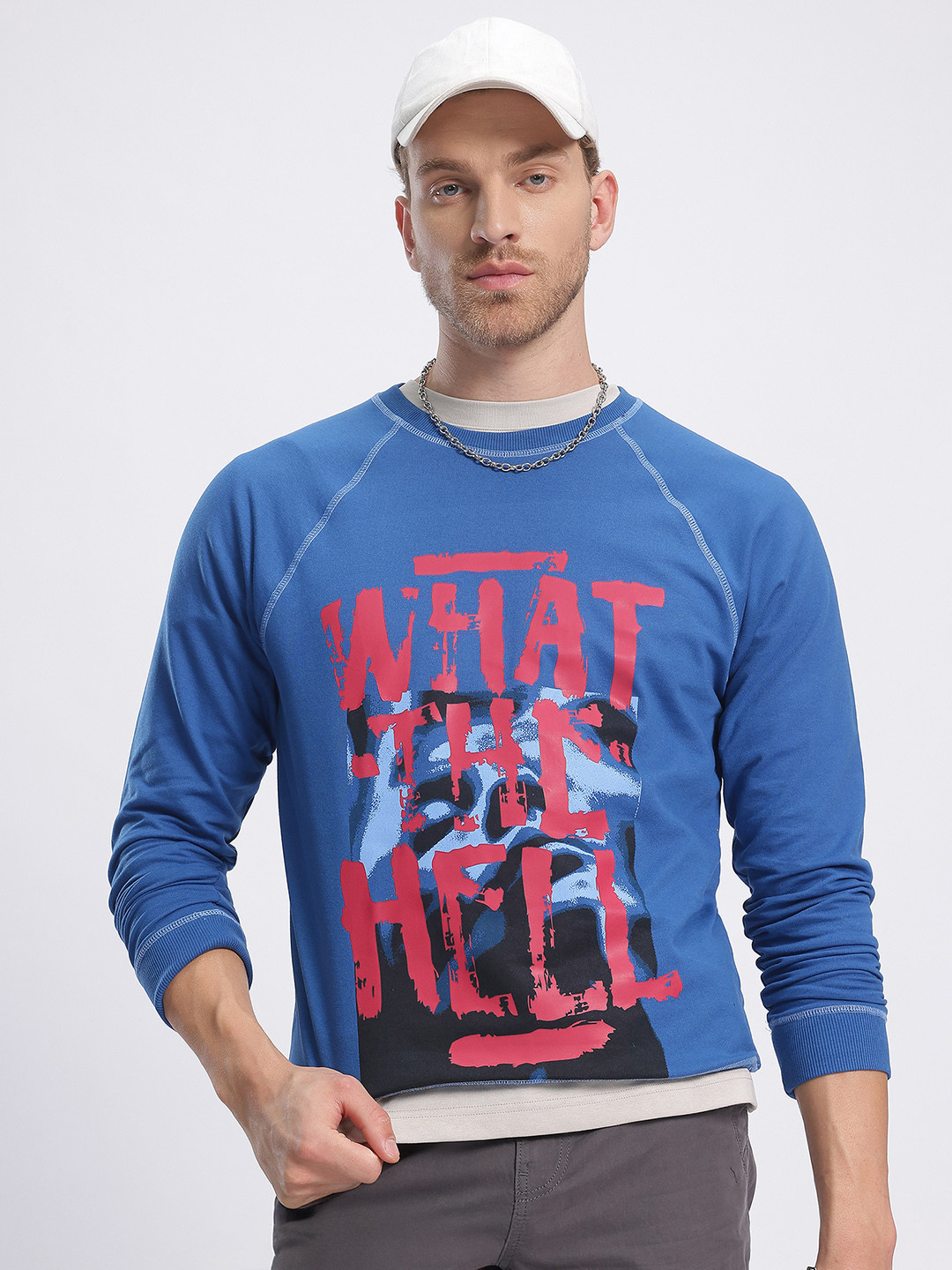 glitchez Typography Raglan Sleeve Sweatshirt