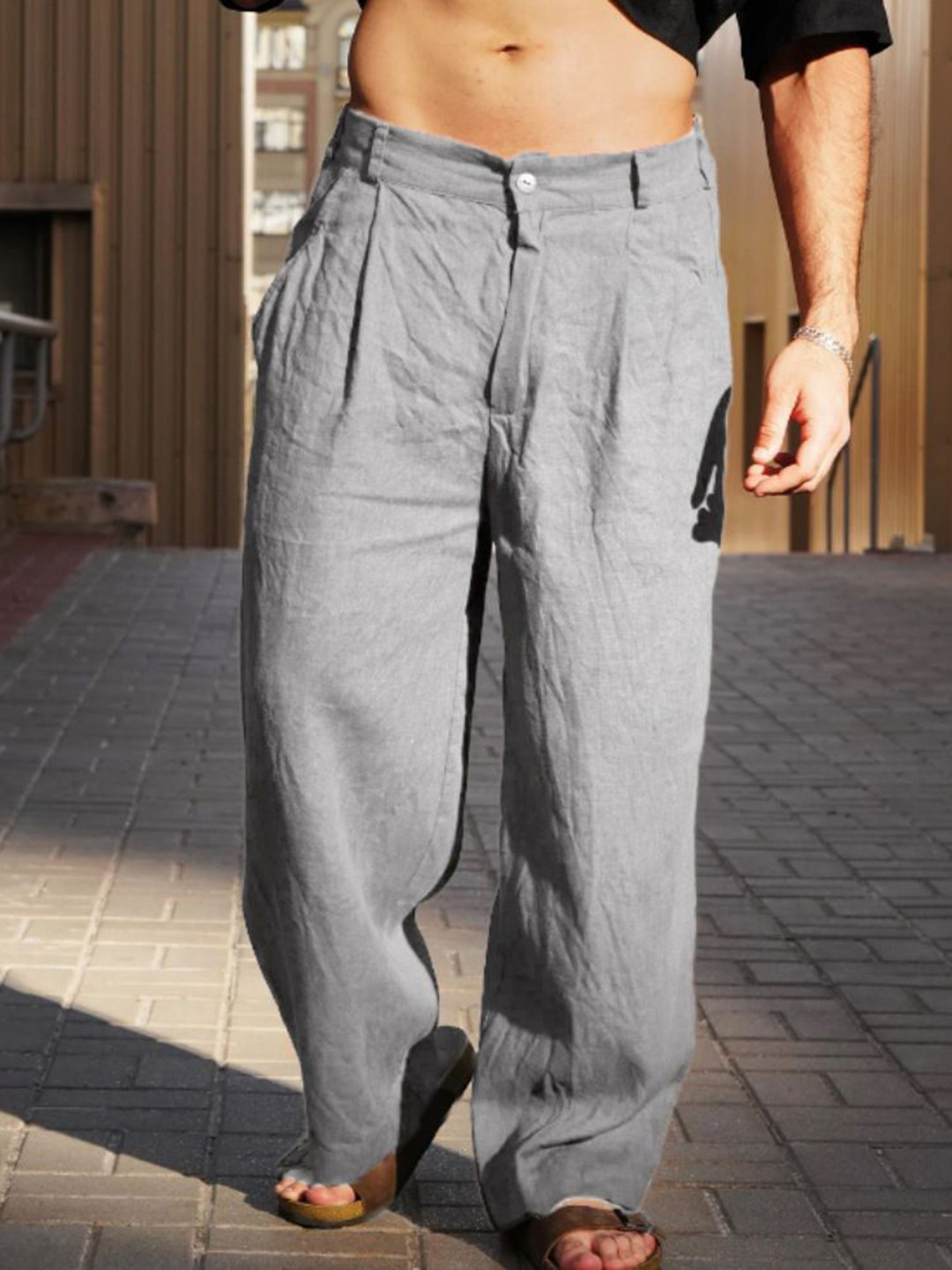 StyleCast x Revolte Men Easy Wash Low-Rise Loose Fit Trousers