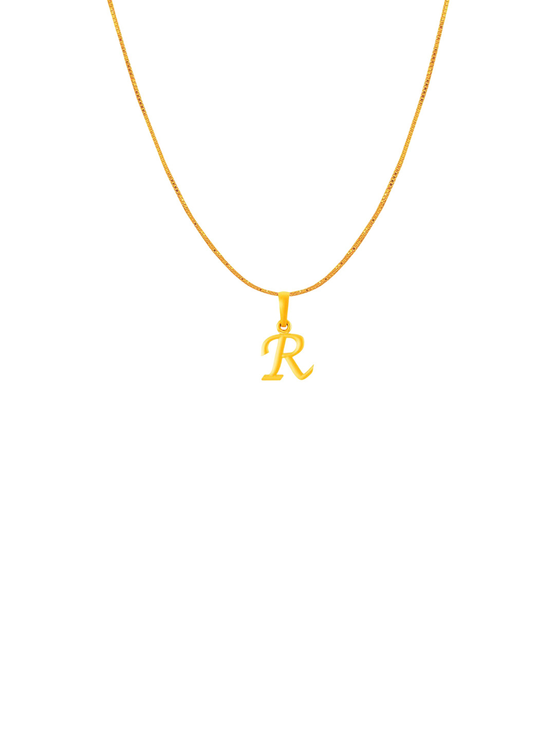 Metronaut Men 925 Sterling Silver 22KTGold-Plated R Alphabet Pendant With Box Chain