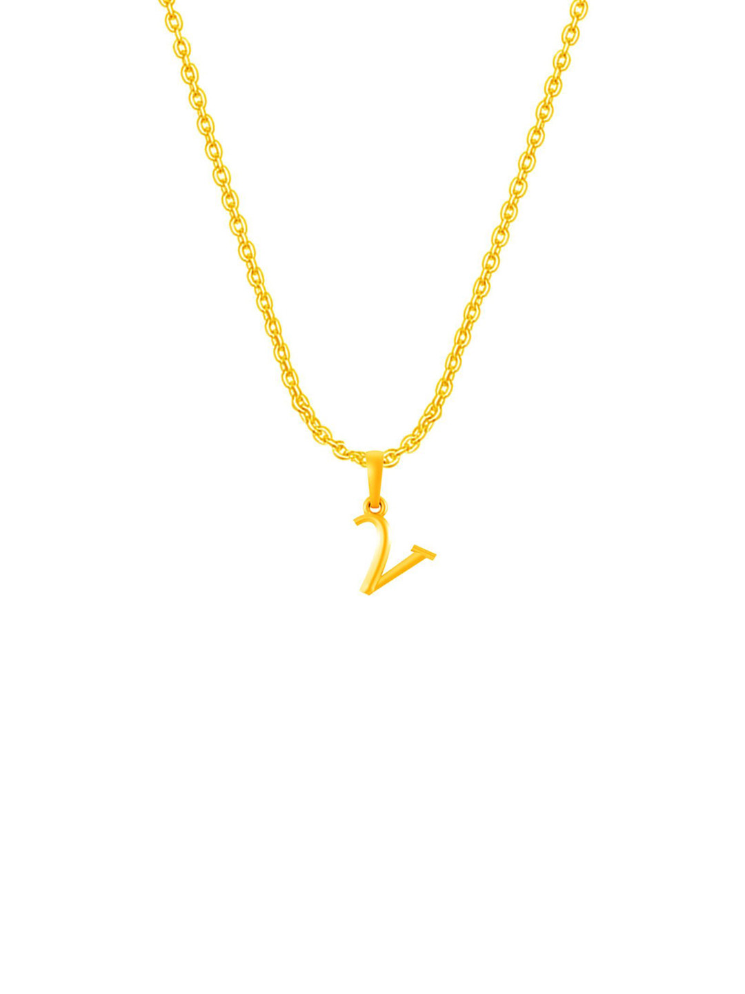 Metronaut Men 92.5 Sterling Silver 22KT Gold-Plated V Alphabet Pendant with Anchor Chain