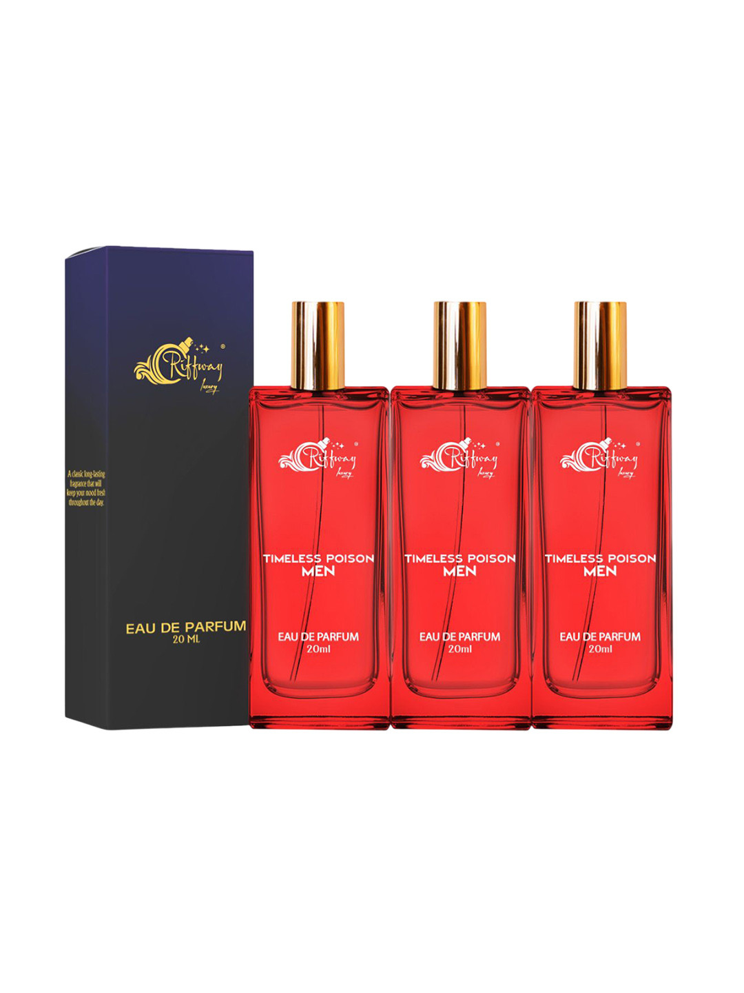 riffway Men Set Of 3 Timeless Poison Long Lasting Eau De Parfum- 20 ml Each