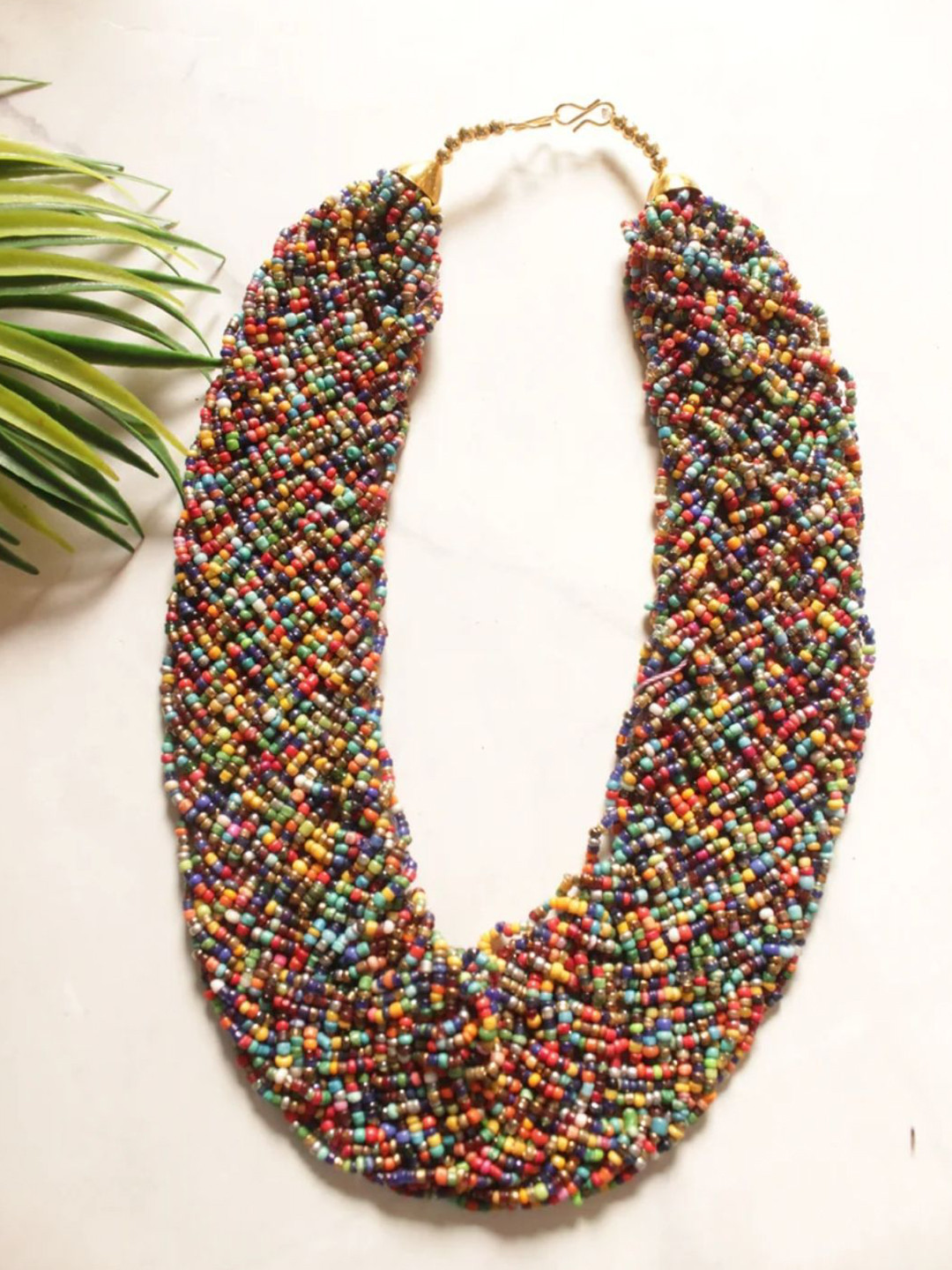 A Local Tribe Artificial Beaded Twisted Multi Statement Necklace