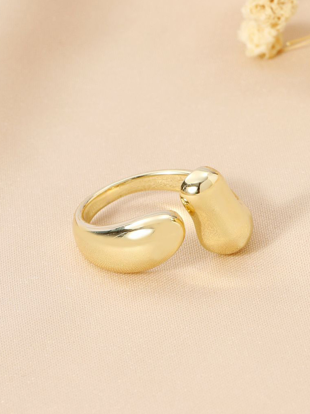 SALTY Women & Girls Chunky Molten Metal Gold Stylish Adjustable Finger Ring