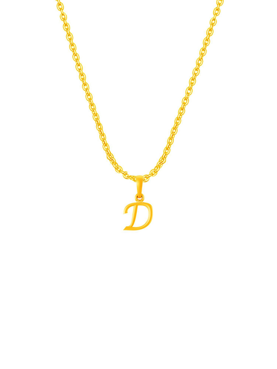 Metronaut Men 92.5 Sterling Silver 22KT Gold-Plated D Alphabet Pendant with Anchor Chain