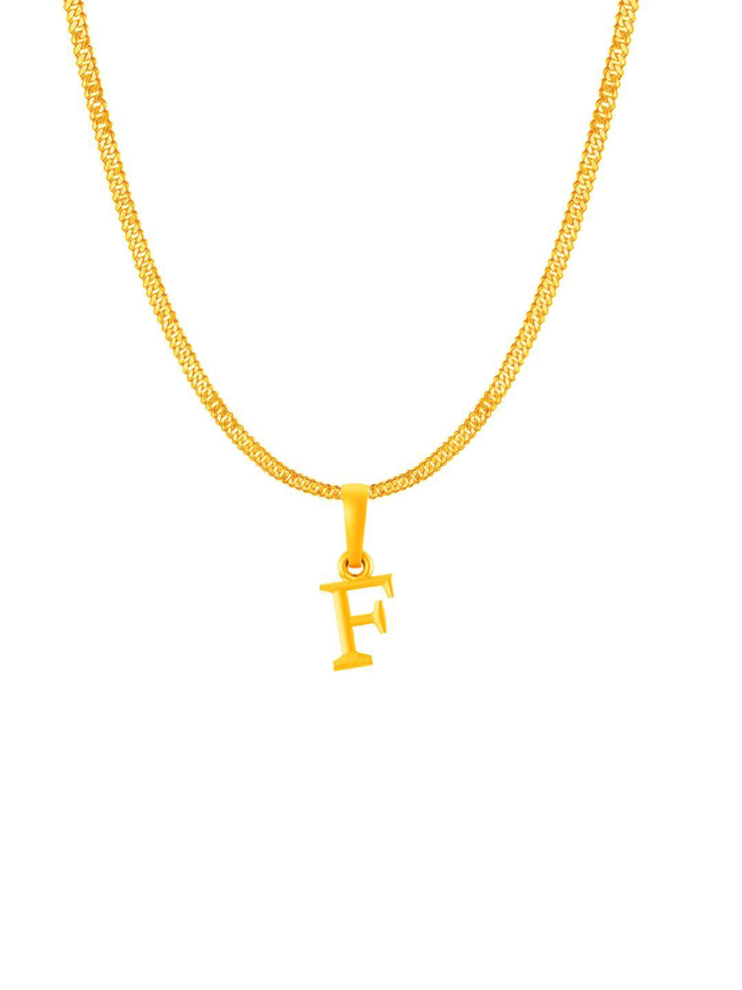 Metronaut Men 92.5 Sterling Silver 22KT Gold-Plated F Alphabet Pendant with Curb Chain