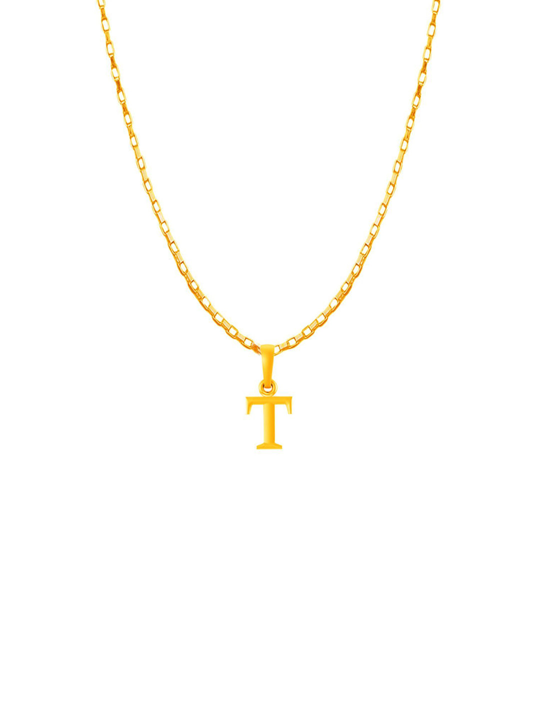 Metronaut Men 92.5 Sterling Silver 22KT Gold-Plated T Alphabet Pendant with Box Chain