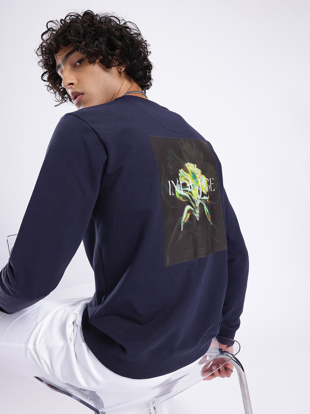 Indulge Navy Typography Sweatshirt