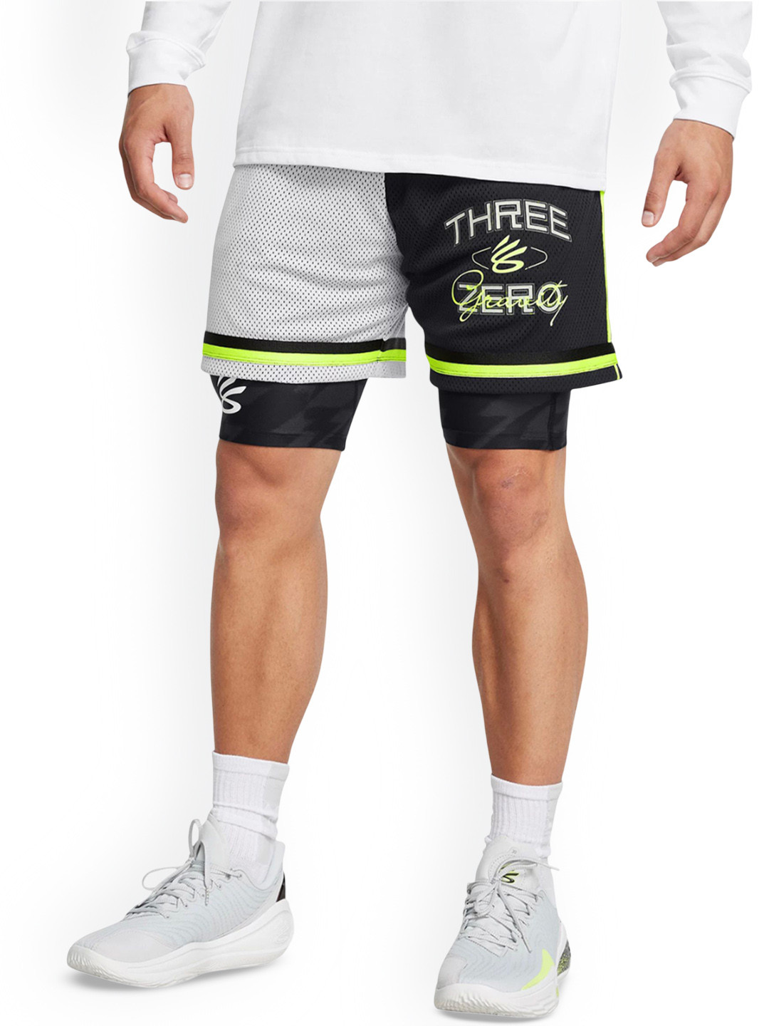 UNDER ARMOUR Men Curry Colorblocked Relaxed-Fit Statement Shorts