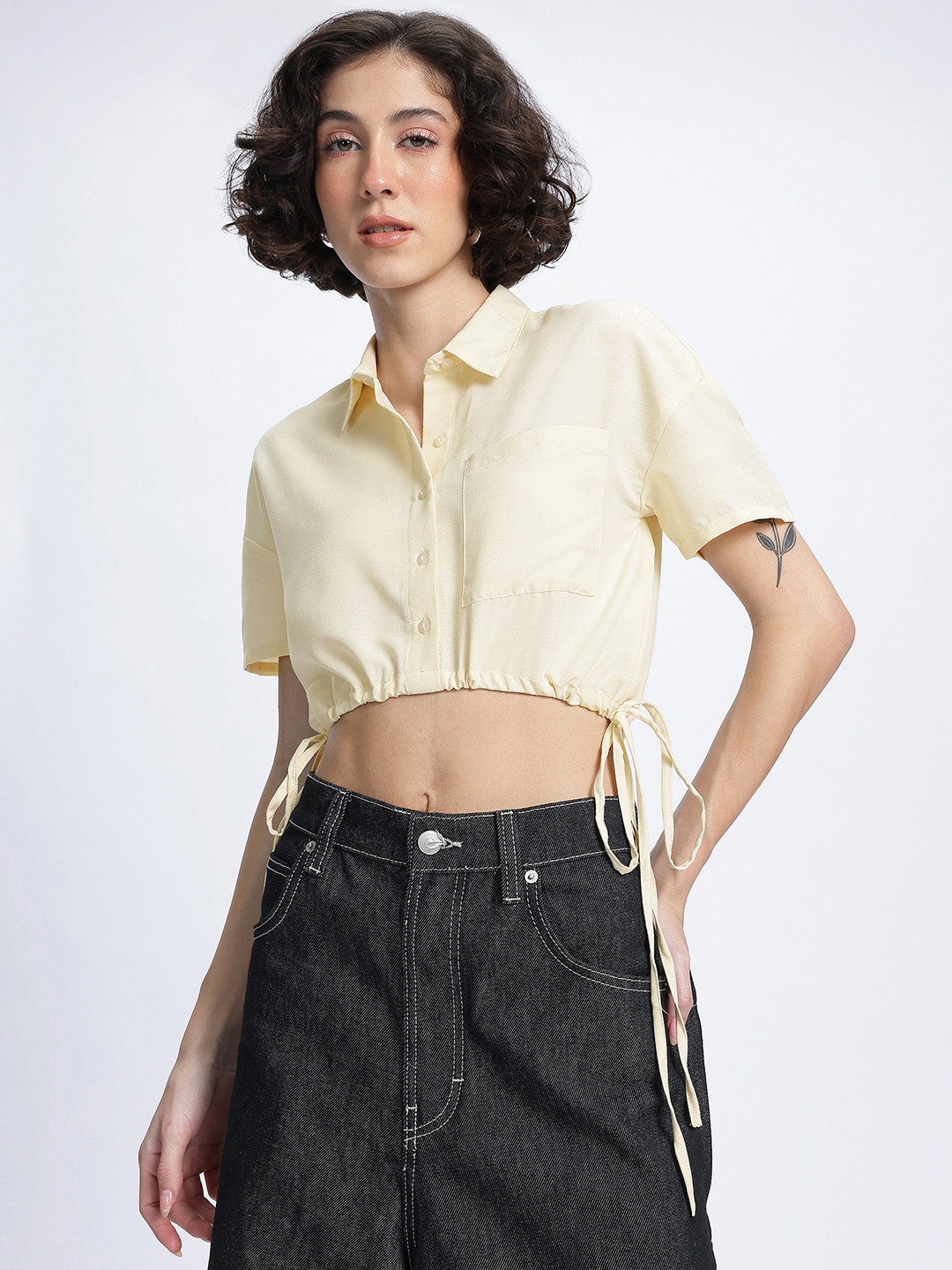 glitchez Drop-Shoulder Sleeve Shirt Style Top