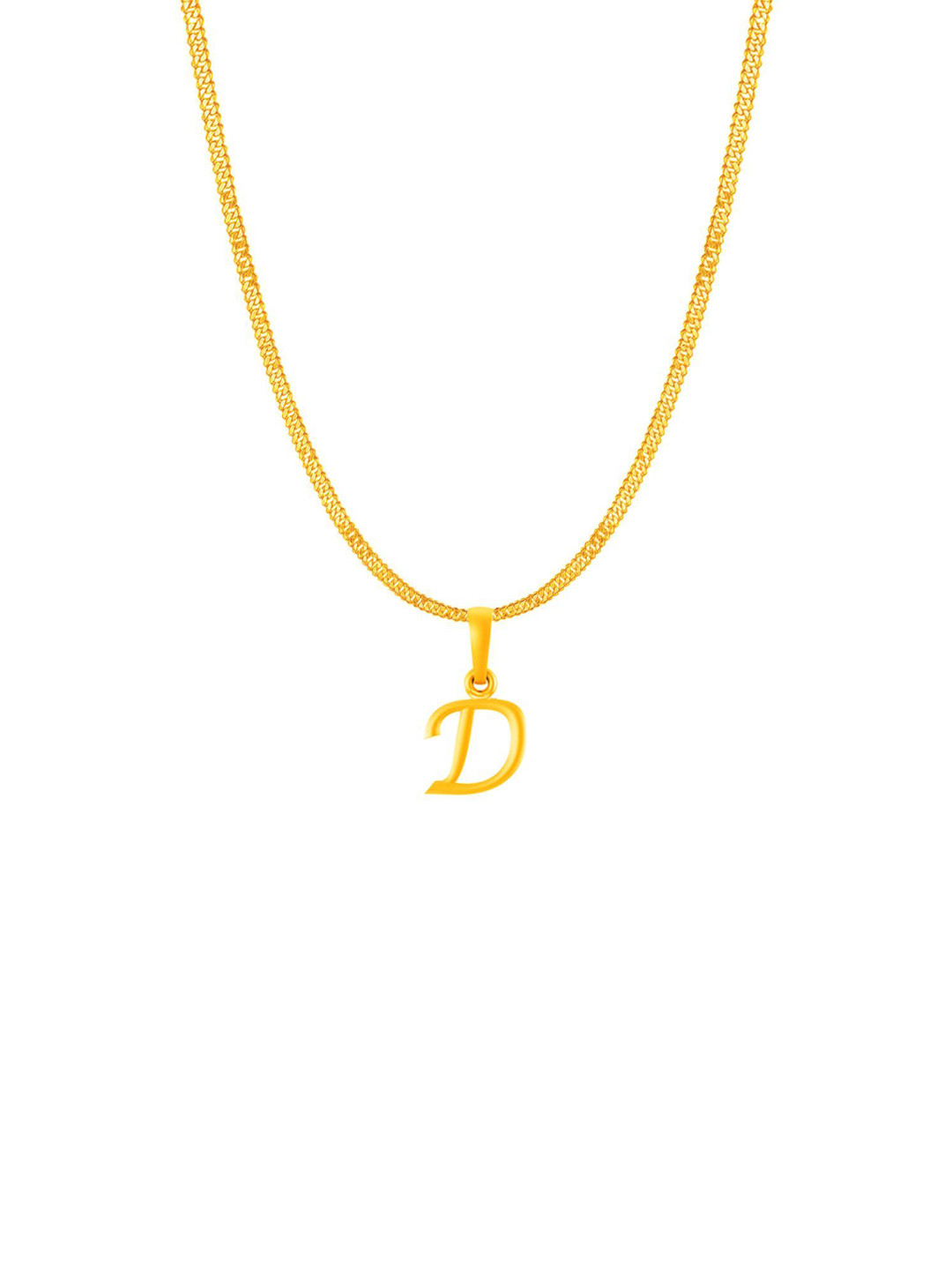 Metronaut Men 92.5 Sterling Silver 22KT Gold-Plated D Alphabet Pendant with Curb Chain