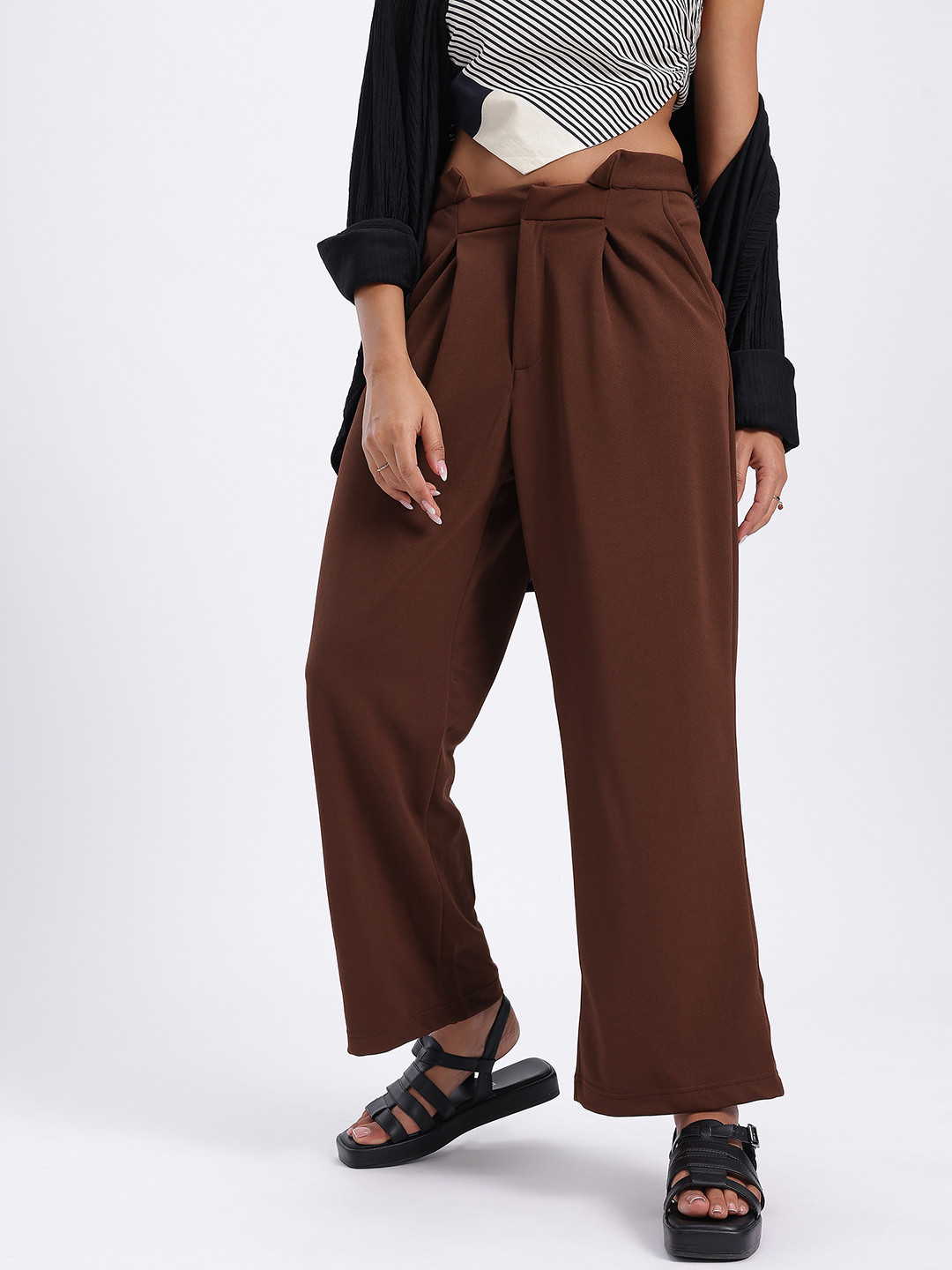 glitchez Women Euphoria Edge Wide Leg Pleated Trousers